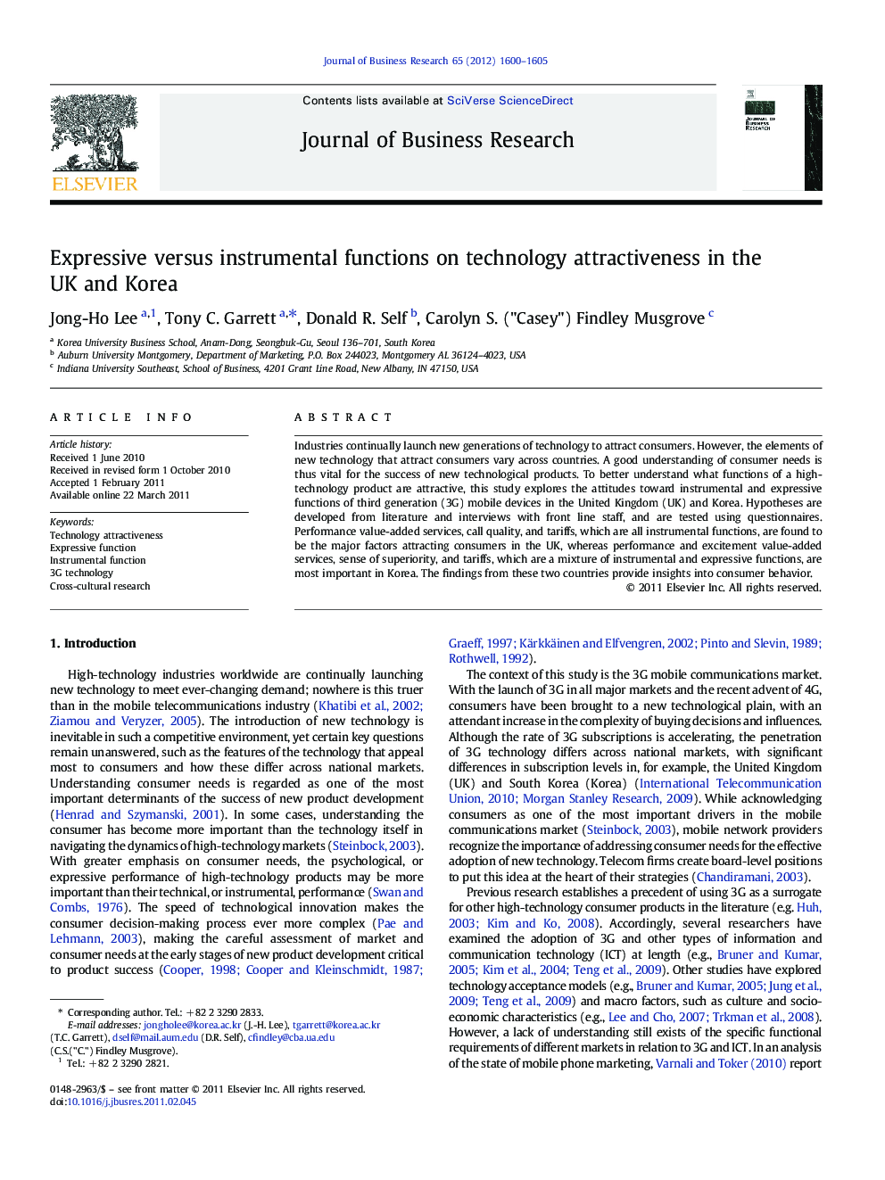 Expressive versus instrumental functions on technology attractiveness in the UK and Korea