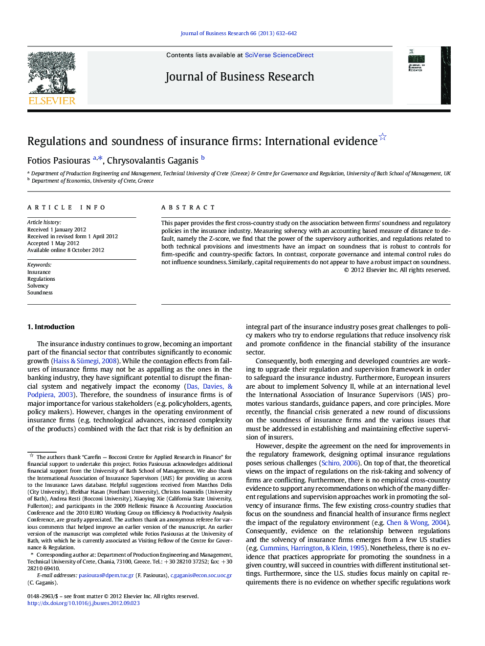 Regulations and soundness of insurance firms: International evidence 