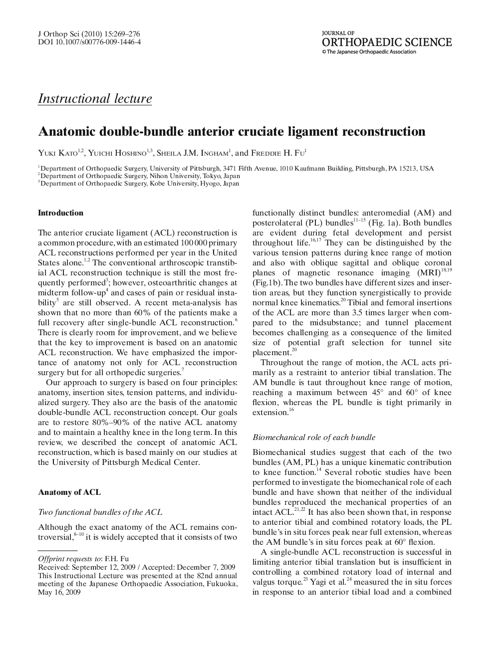 عکس صفحه اول مقاله: Anatomic double-bundle anterior cruciate ligament reconstruction Anatomic double-bundle anterior cruciate ligament reconstruction