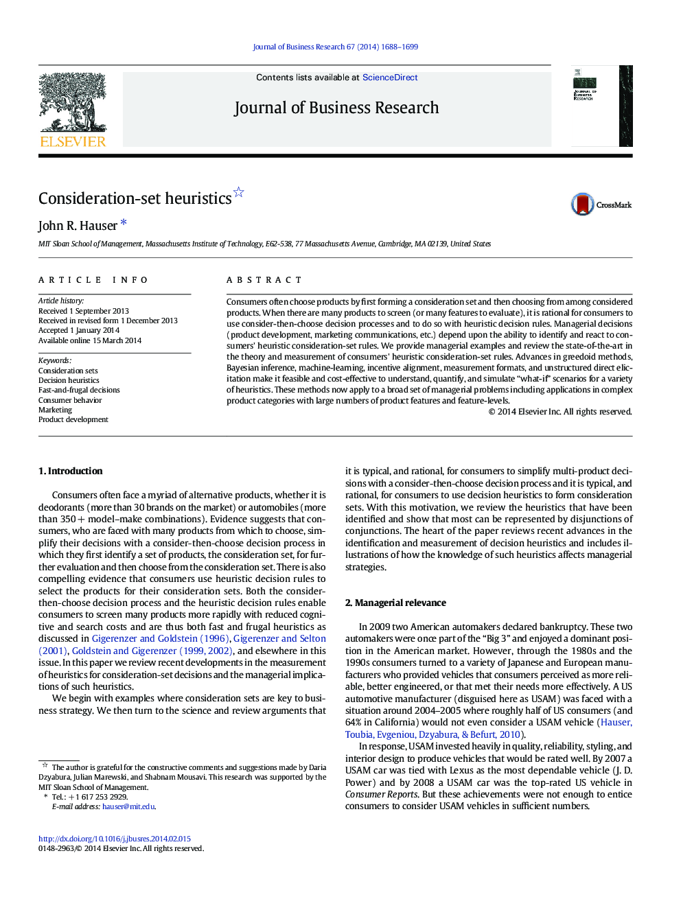 Consideration-set heuristics 