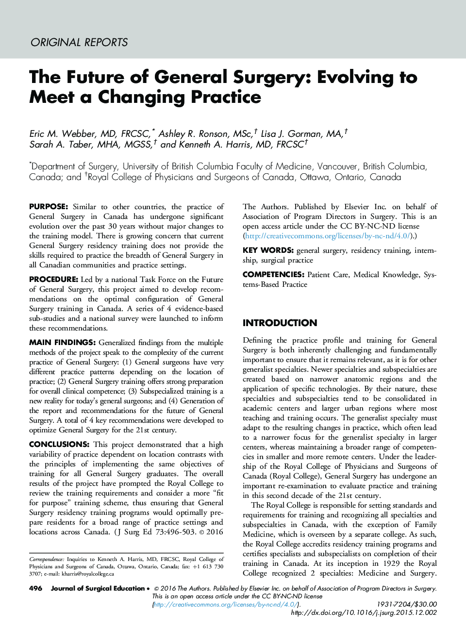 The Future of General Surgery: Evolving to Meet a Changing Practice