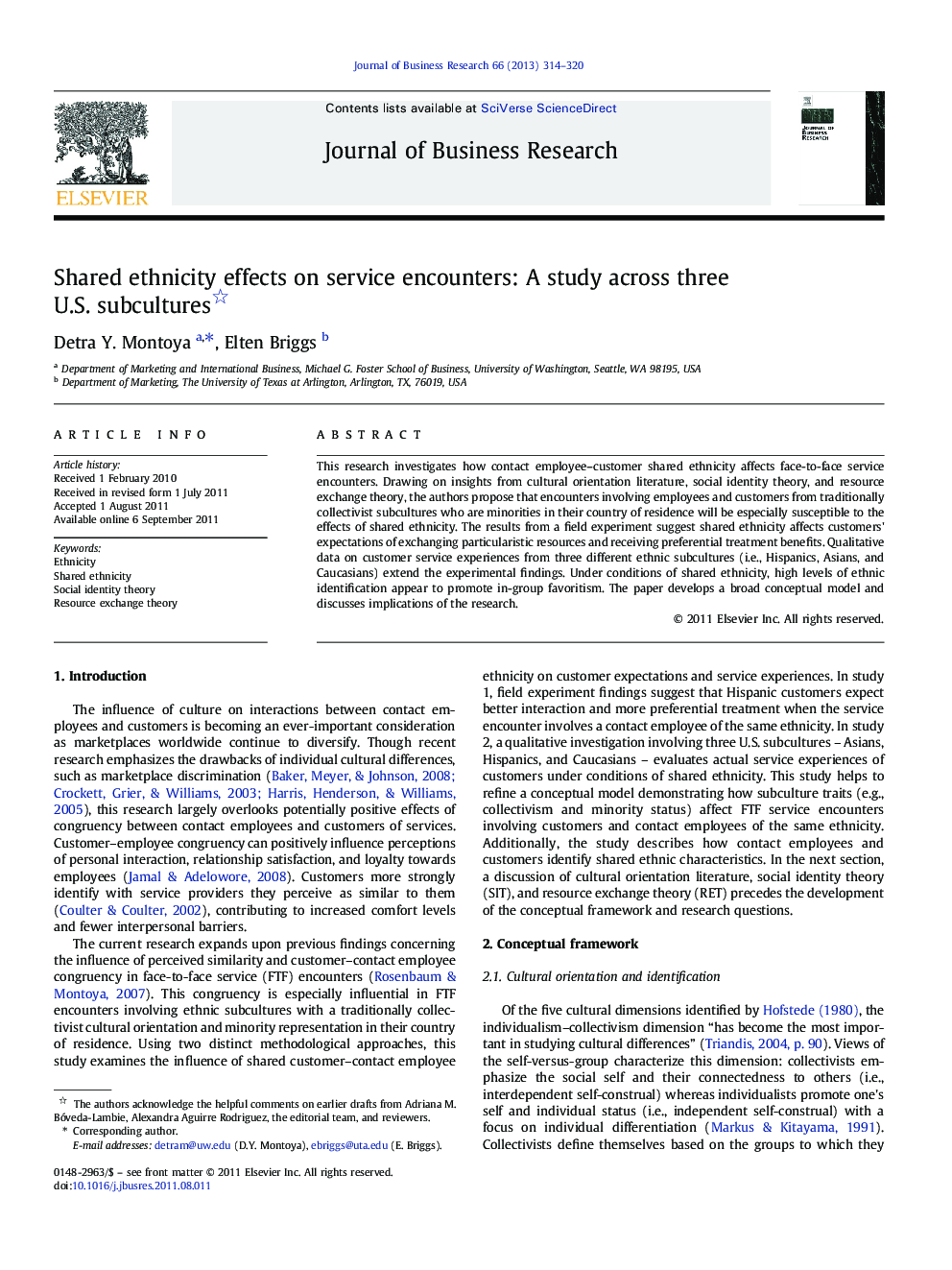 Shared ethnicity effects on service encounters: A study across three U.S. subcultures 