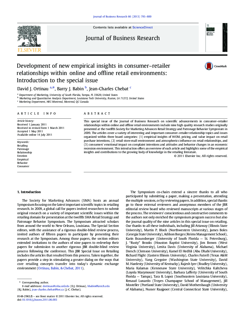 Development of new empirical insights in consumer–retailer relationships within online and offline retail environments: Introduction to the special issue