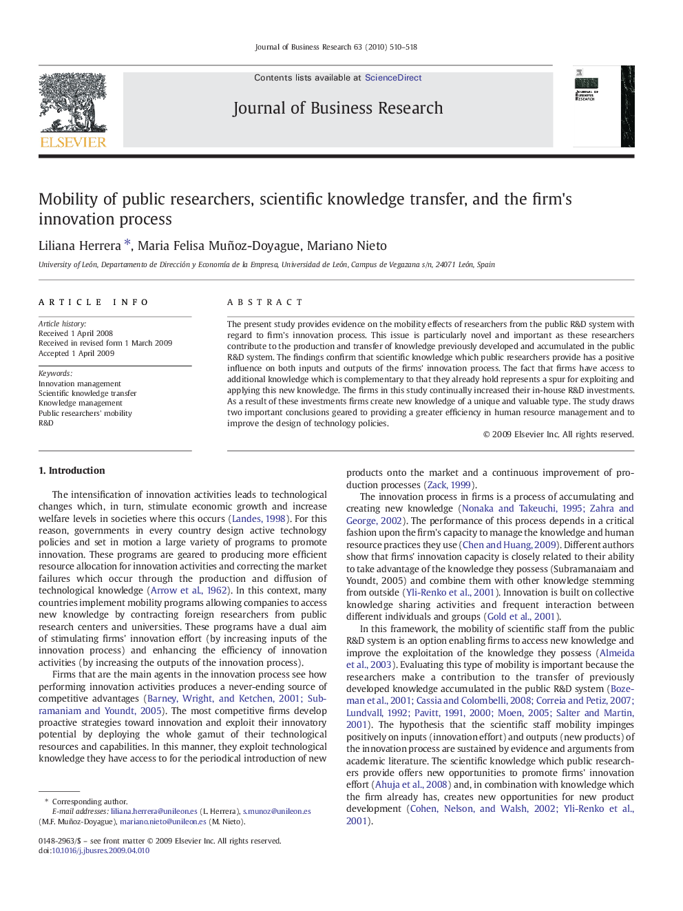 Mobility of public researchers, scientific knowledge transfer, and the firm's innovation process