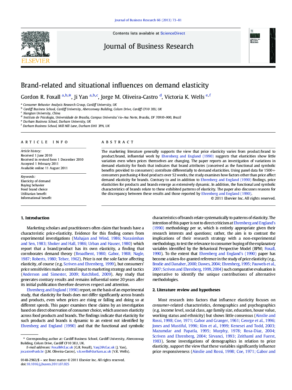 Brand-related and situational influences on demand elasticity