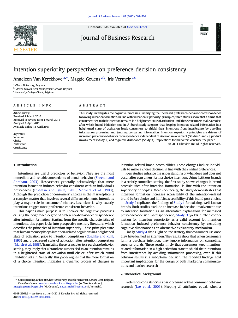 Intention superiority perspectives on preference-decision consistency