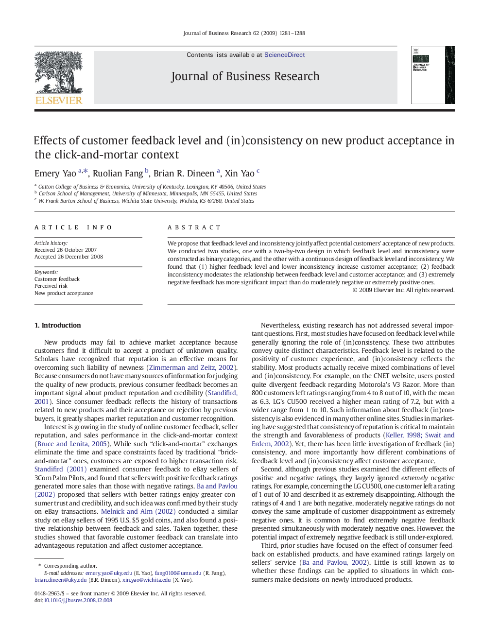 Effects of customer feedback level and (in)consistency on new product acceptance in the click-and-mortar context