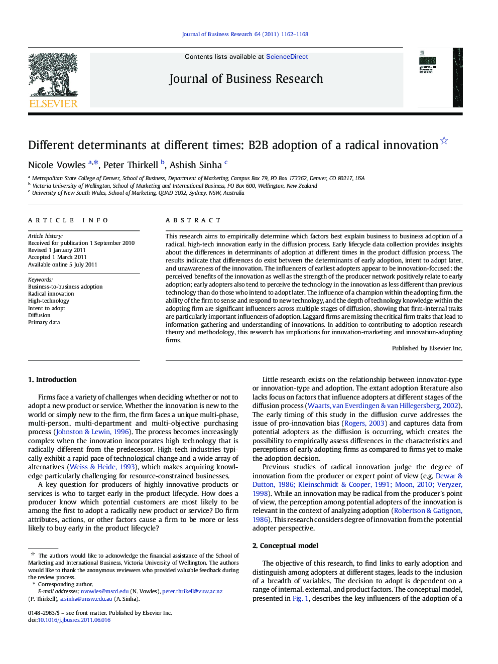 Different determinants at different times: B2B adoption of a radical innovation 