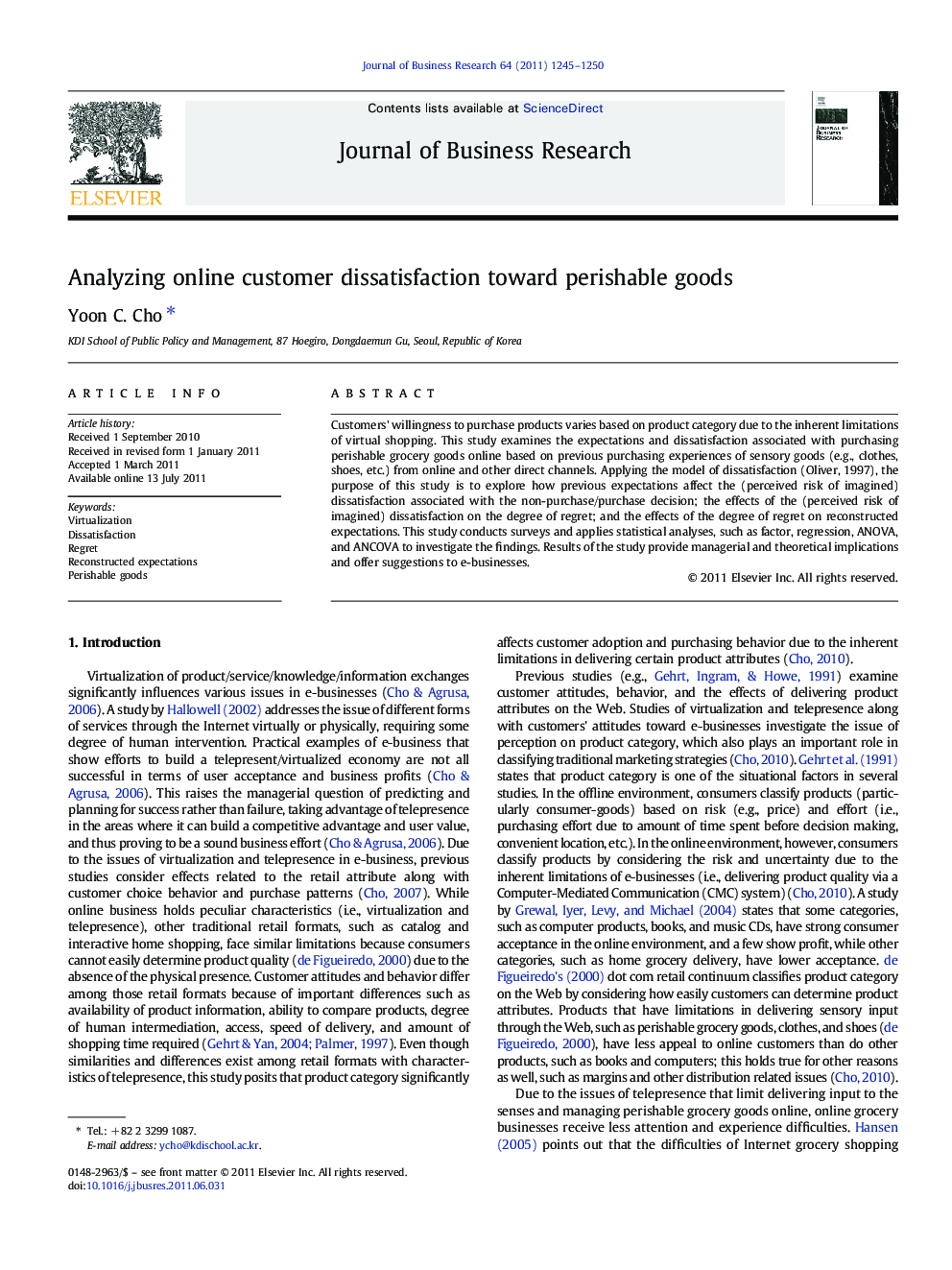 Analyzing online customer dissatisfaction toward perishable goods