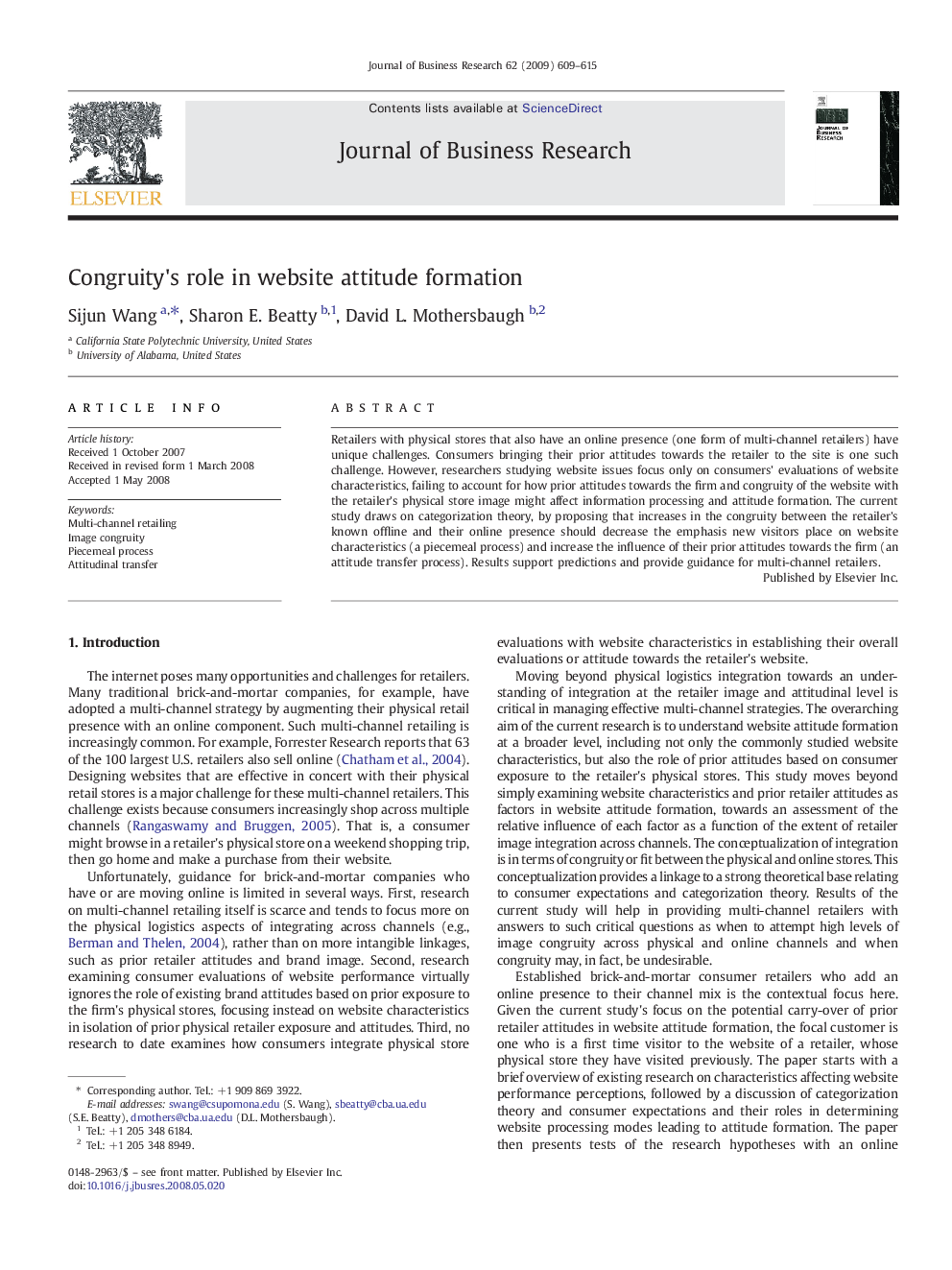 Congruity's role in website attitude formation