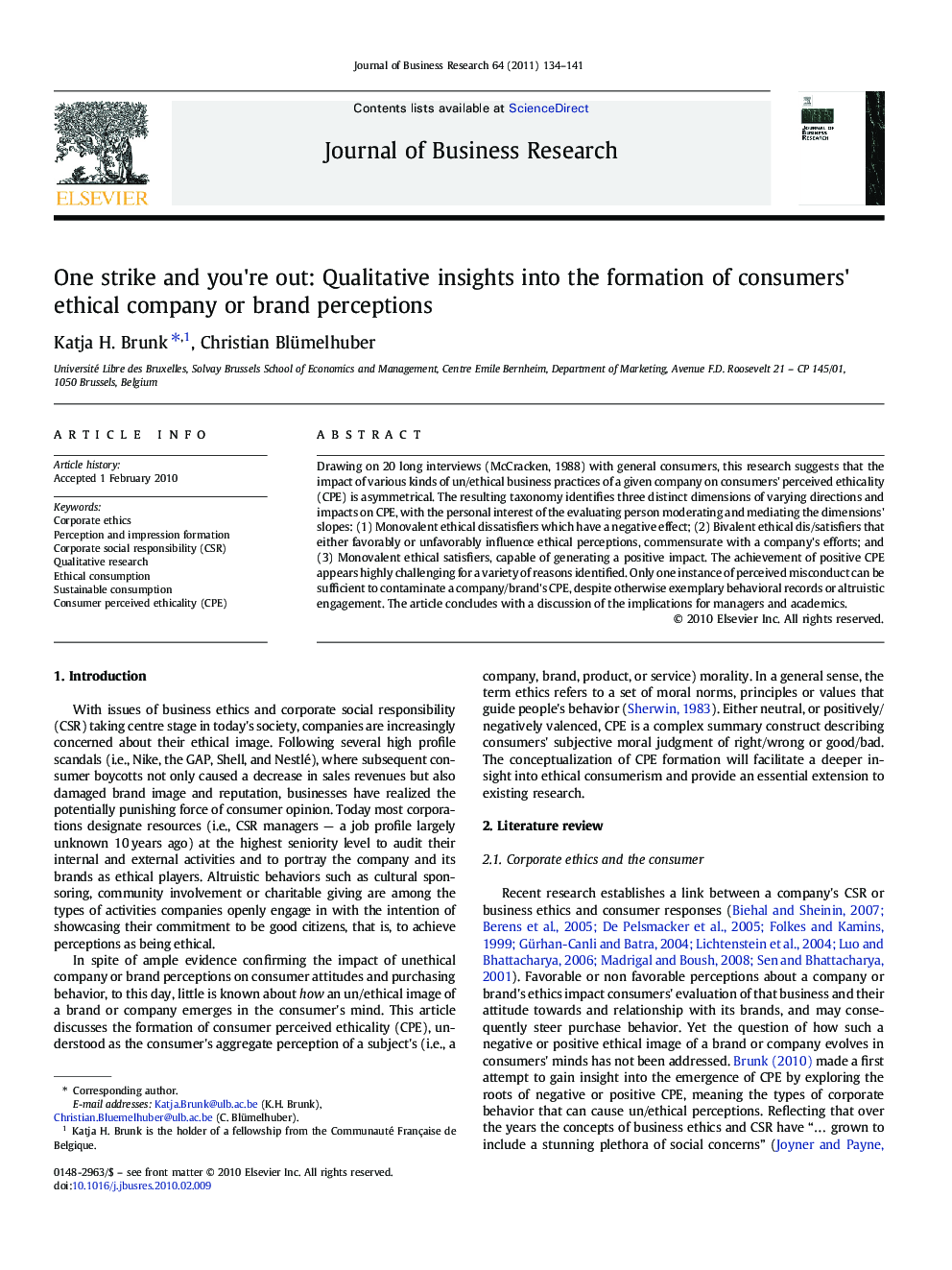 One strike and you're out: Qualitative insights into the formation of consumers' ethical company or brand perceptions