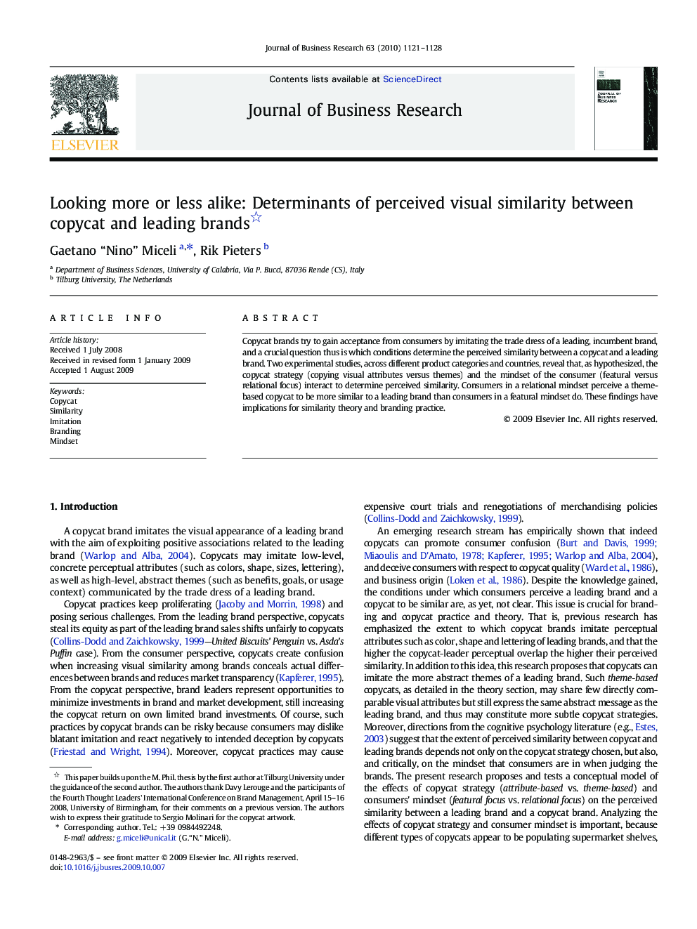 Looking more or less alike: Determinants of perceived visual similarity between copycat and leading brands 