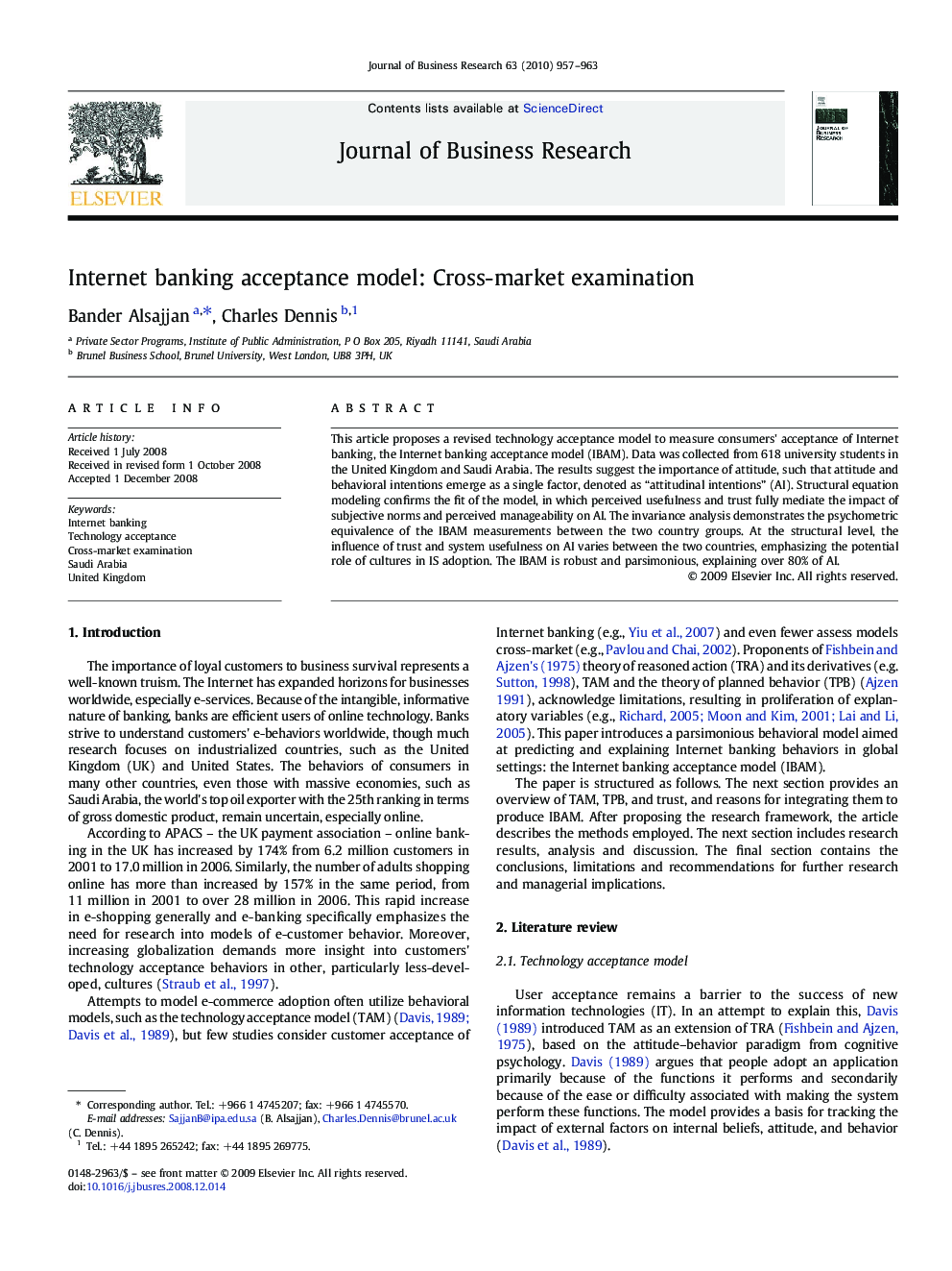 Internet banking acceptance model: Cross-market examination