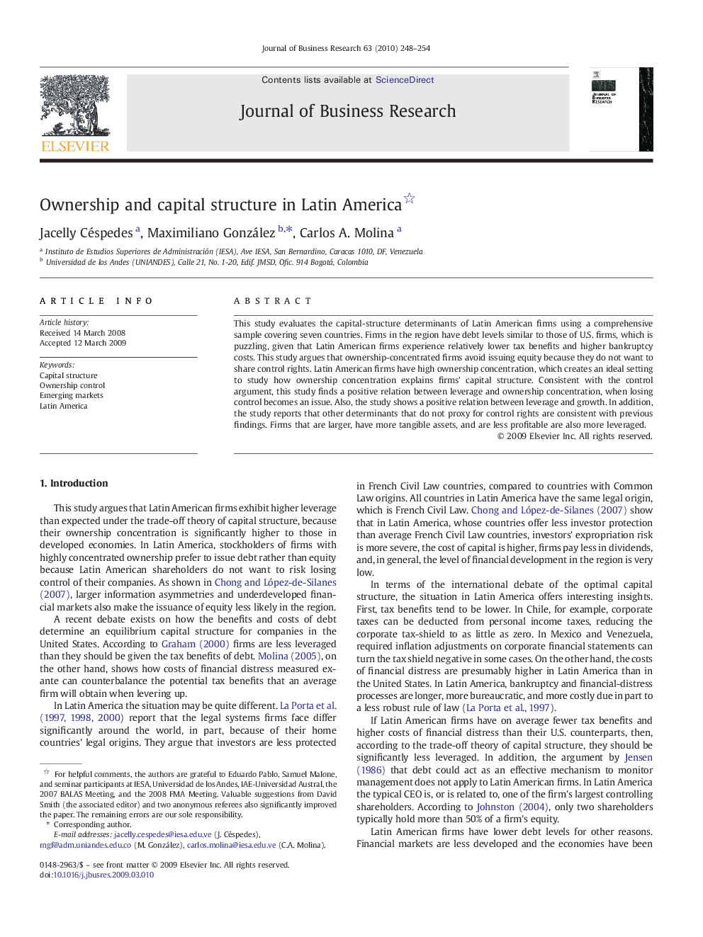 Ownership and capital structure in Latin America 