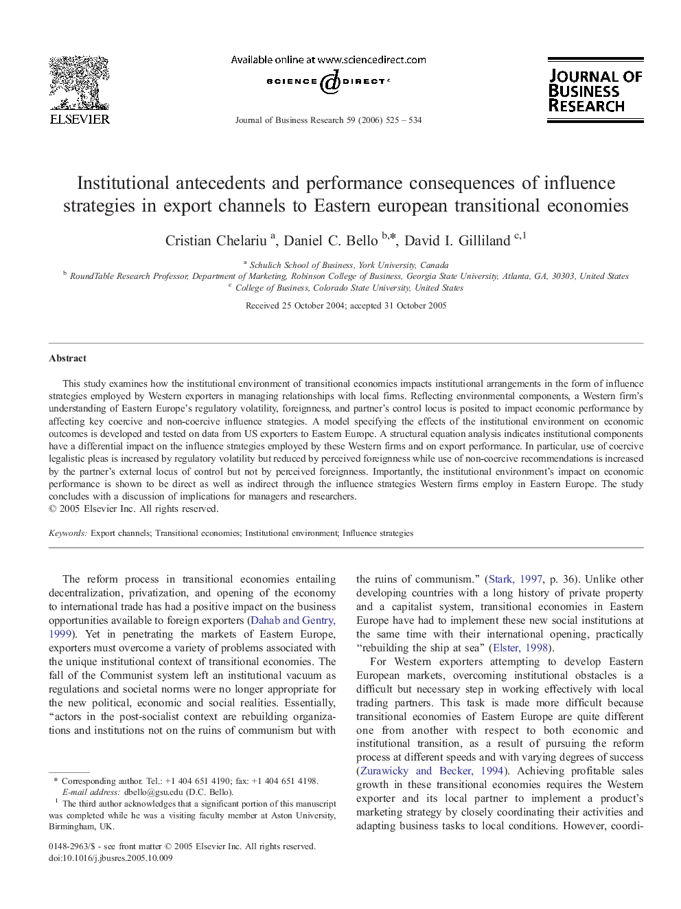 Institutional antecedents and performance consequences of influence strategies in export channels to Eastern European transitional economies