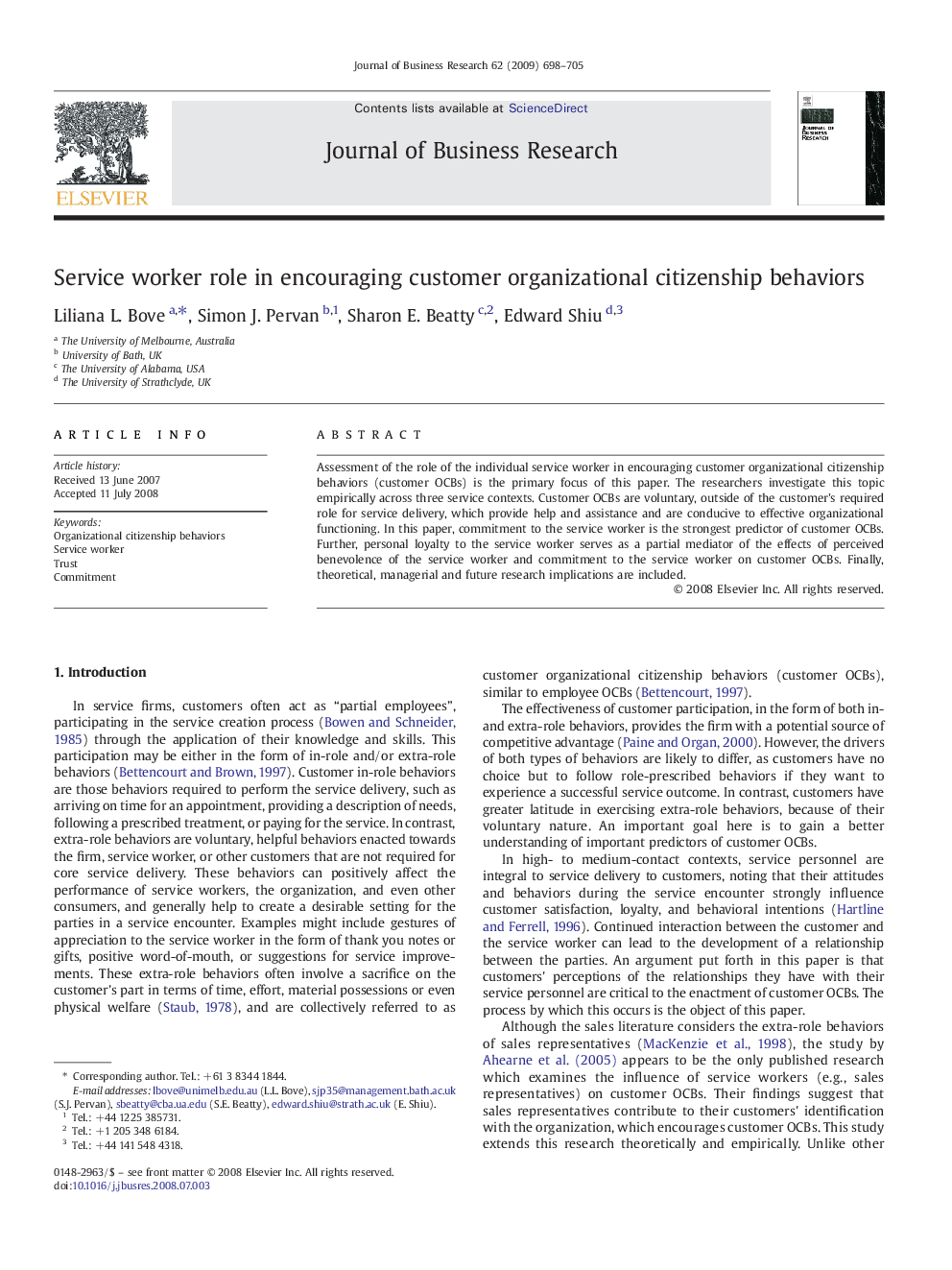 Service worker role in encouraging customer organizational citizenship behaviors