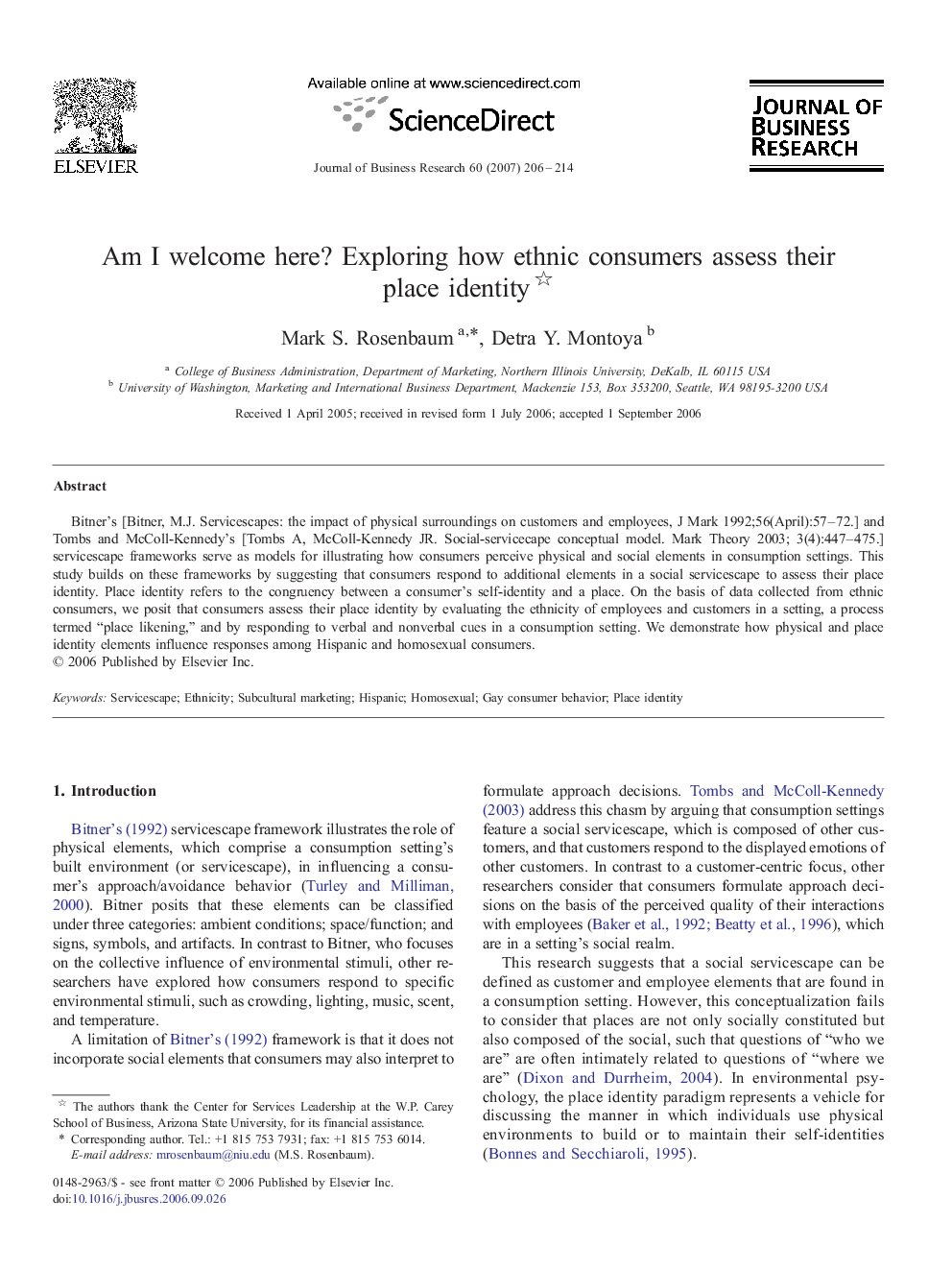 Am I welcome here? Exploring how ethnic consumers assess their place identity 