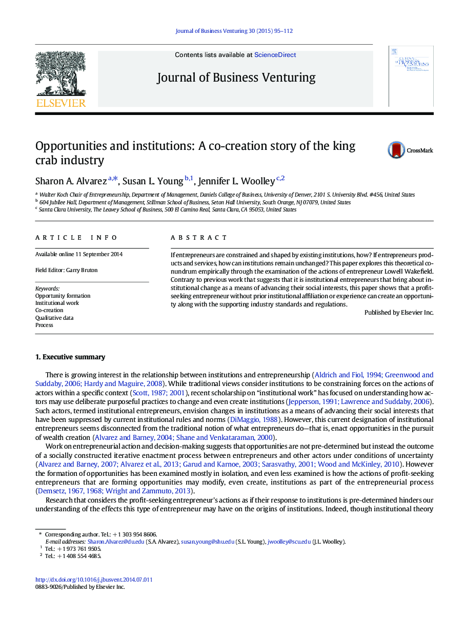 Opportunities and institutions: A co-creation story of the king crab industry