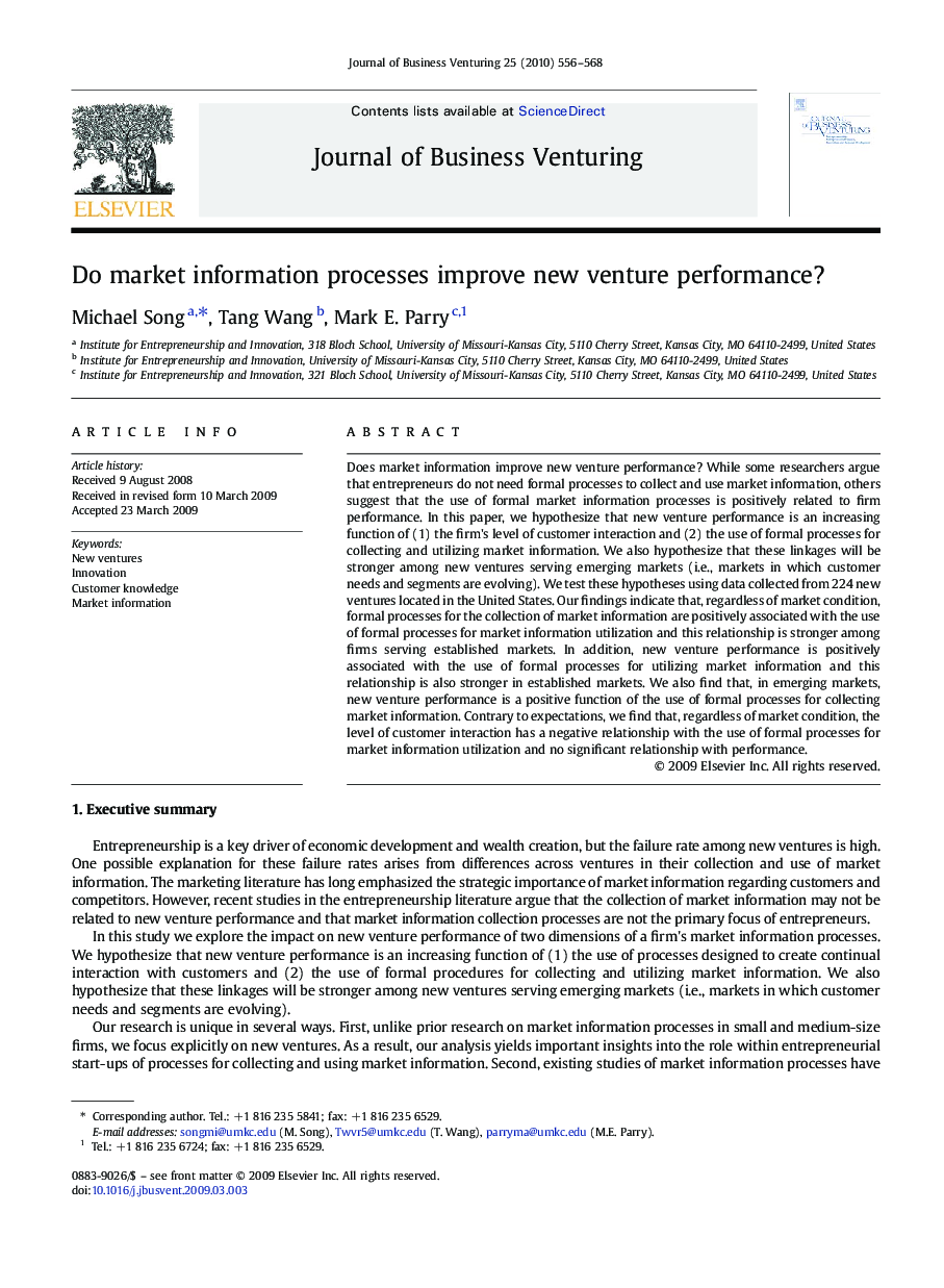 Do market information processes improve new venture performance?