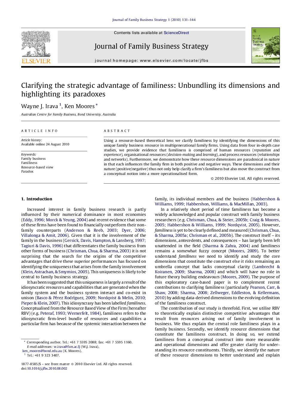 Clarifying the strategic advantage of familiness: Unbundling its dimensions and highlighting its paradoxes