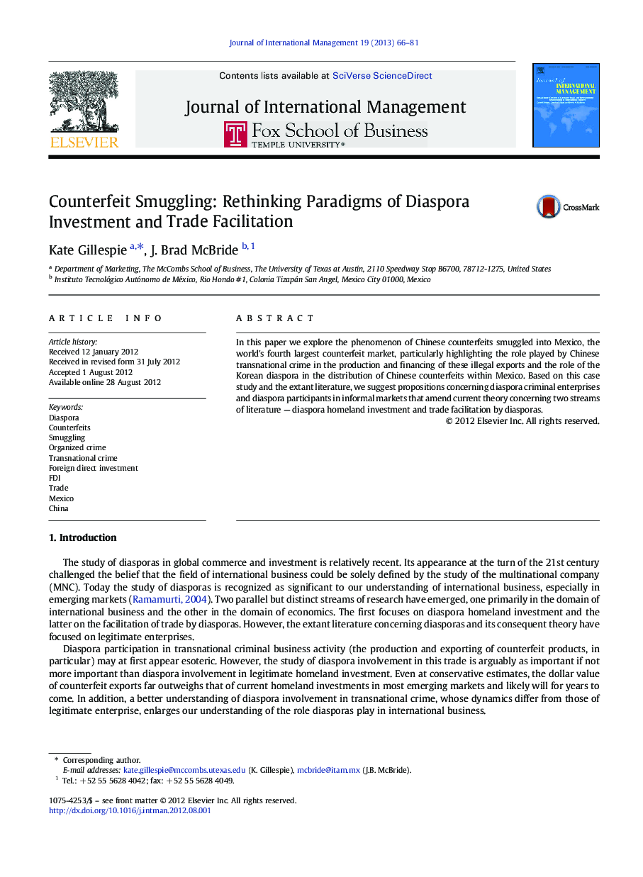 Counterfeit Smuggling: Rethinking Paradigms of Diaspora Investment and Trade Facilitation