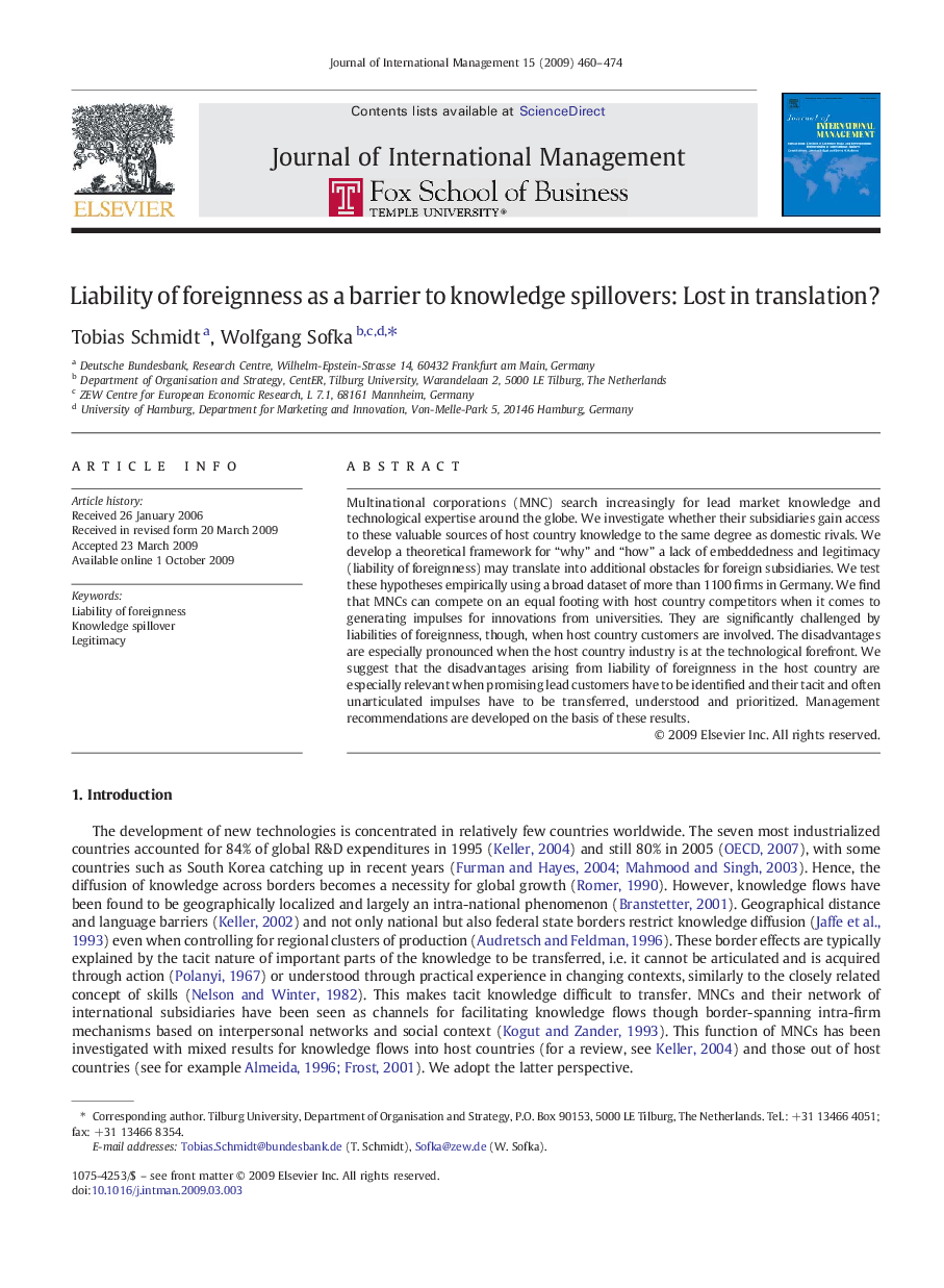 Liability of foreignness as a barrier to knowledge spillovers: Lost in translation?