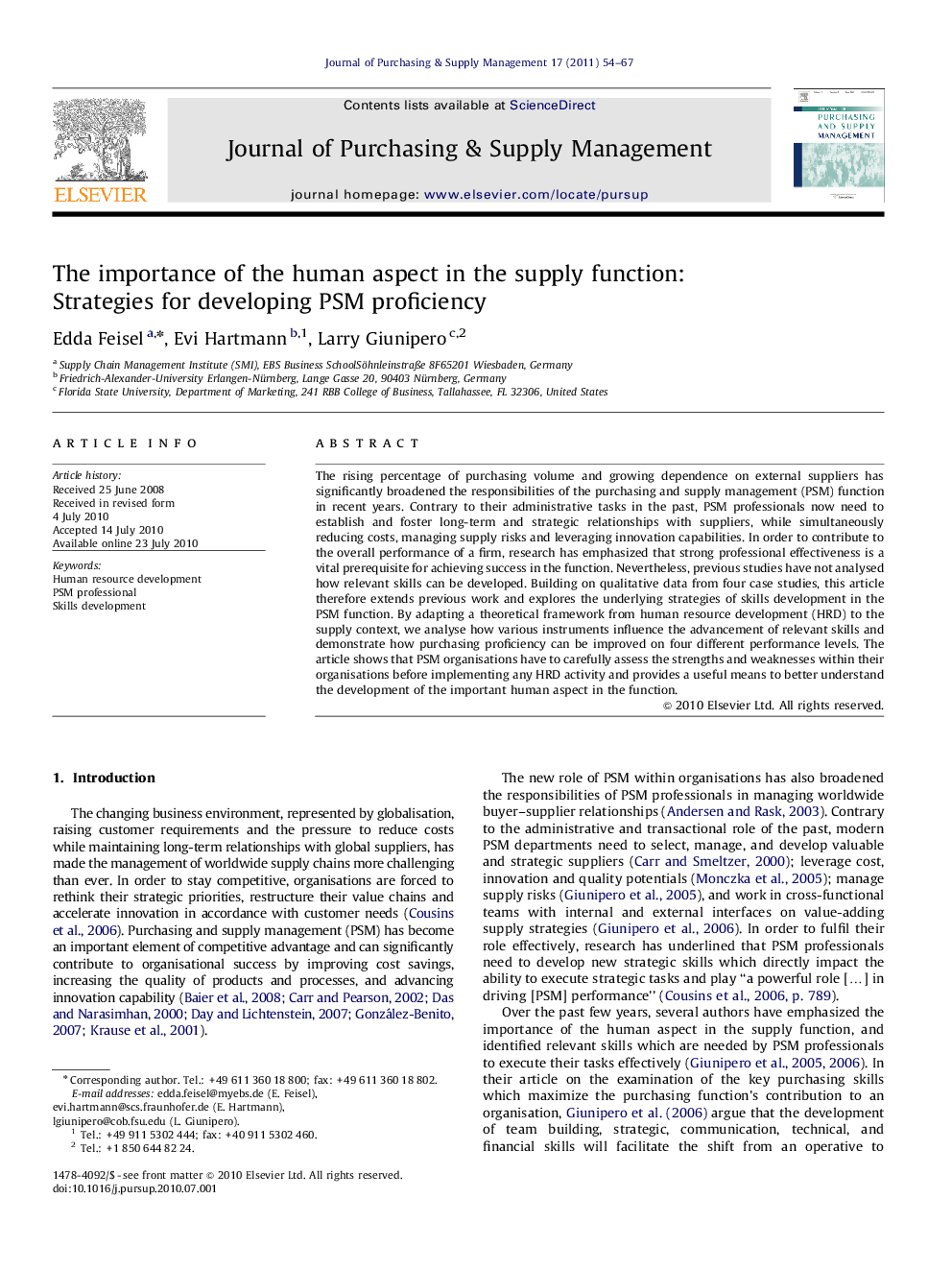 The importance of the human aspect in the supply function: Strategies for developing PSM proficiency