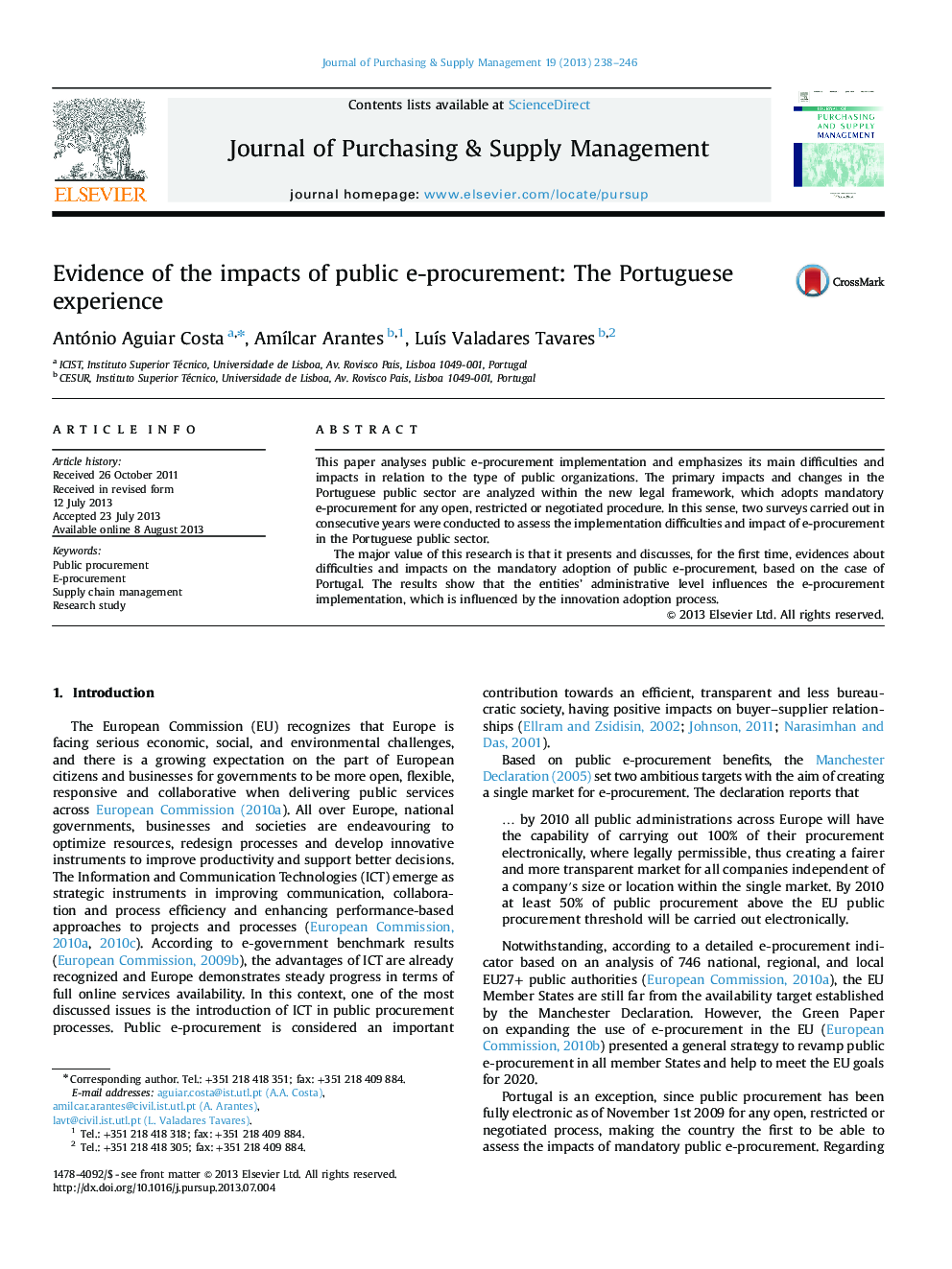 Evidence of the impacts of public e-procurement: The Portuguese experience