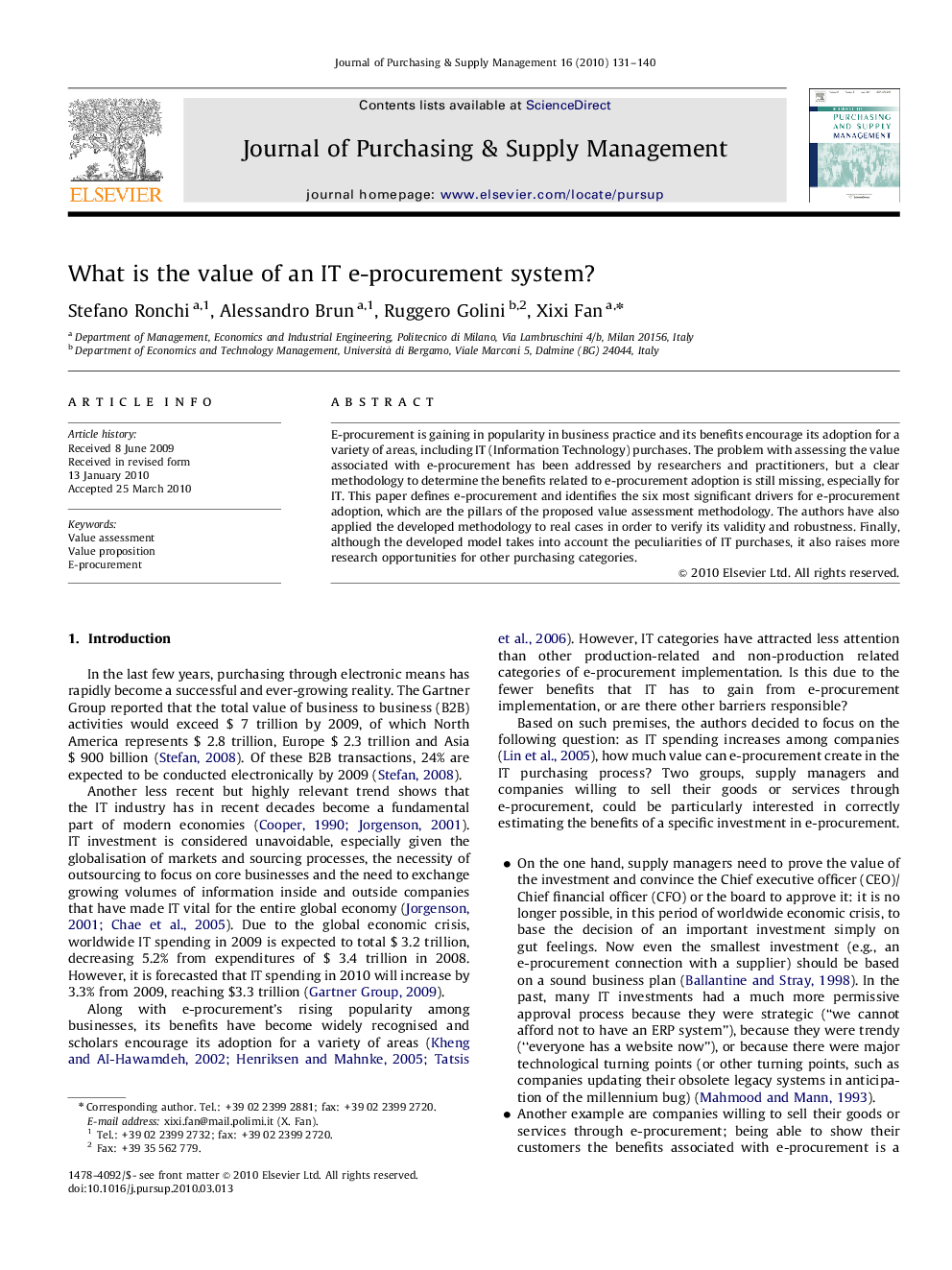 What is the value of an IT e-procurement system?