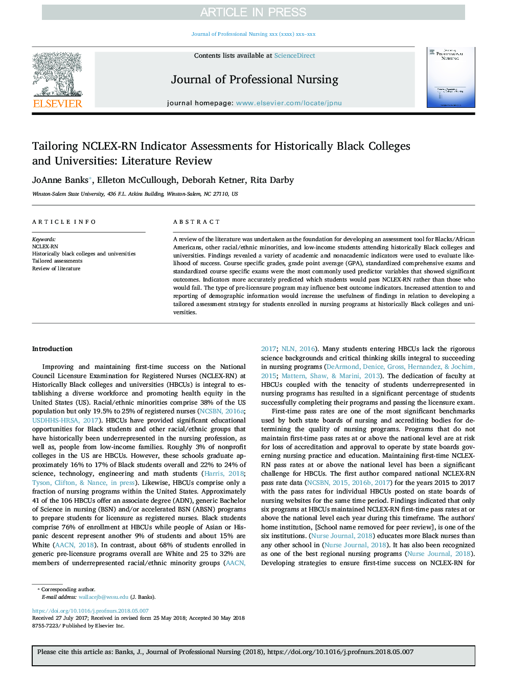 Tailoring NCLEX-RN Indicator Assessments for Historically Black Colleges and Universities: Literature Review