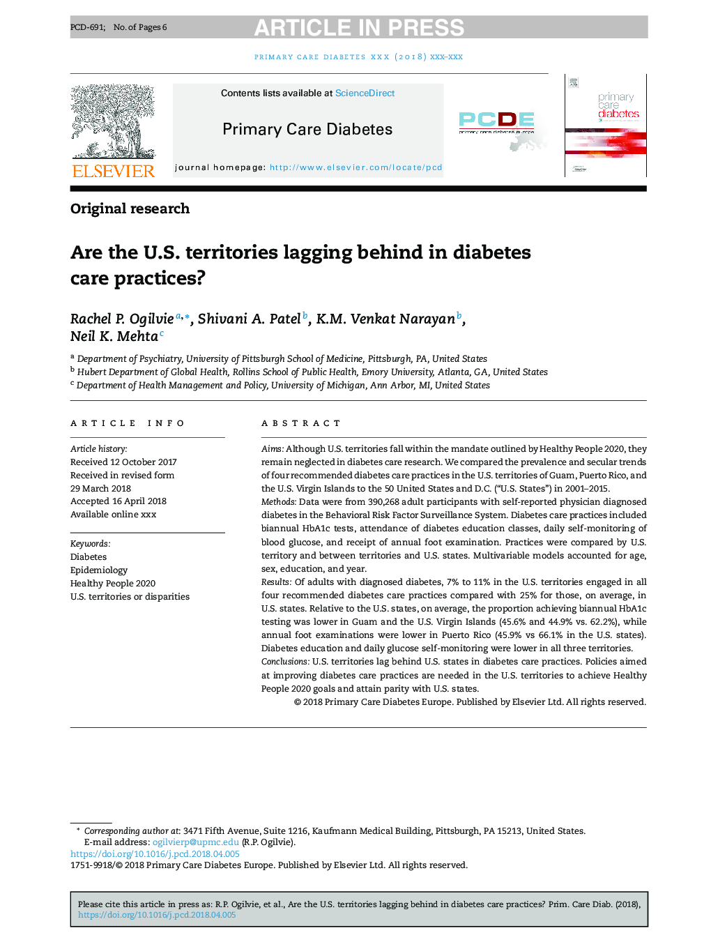 Are the U.S. territories lagging behind in diabetes care practices?