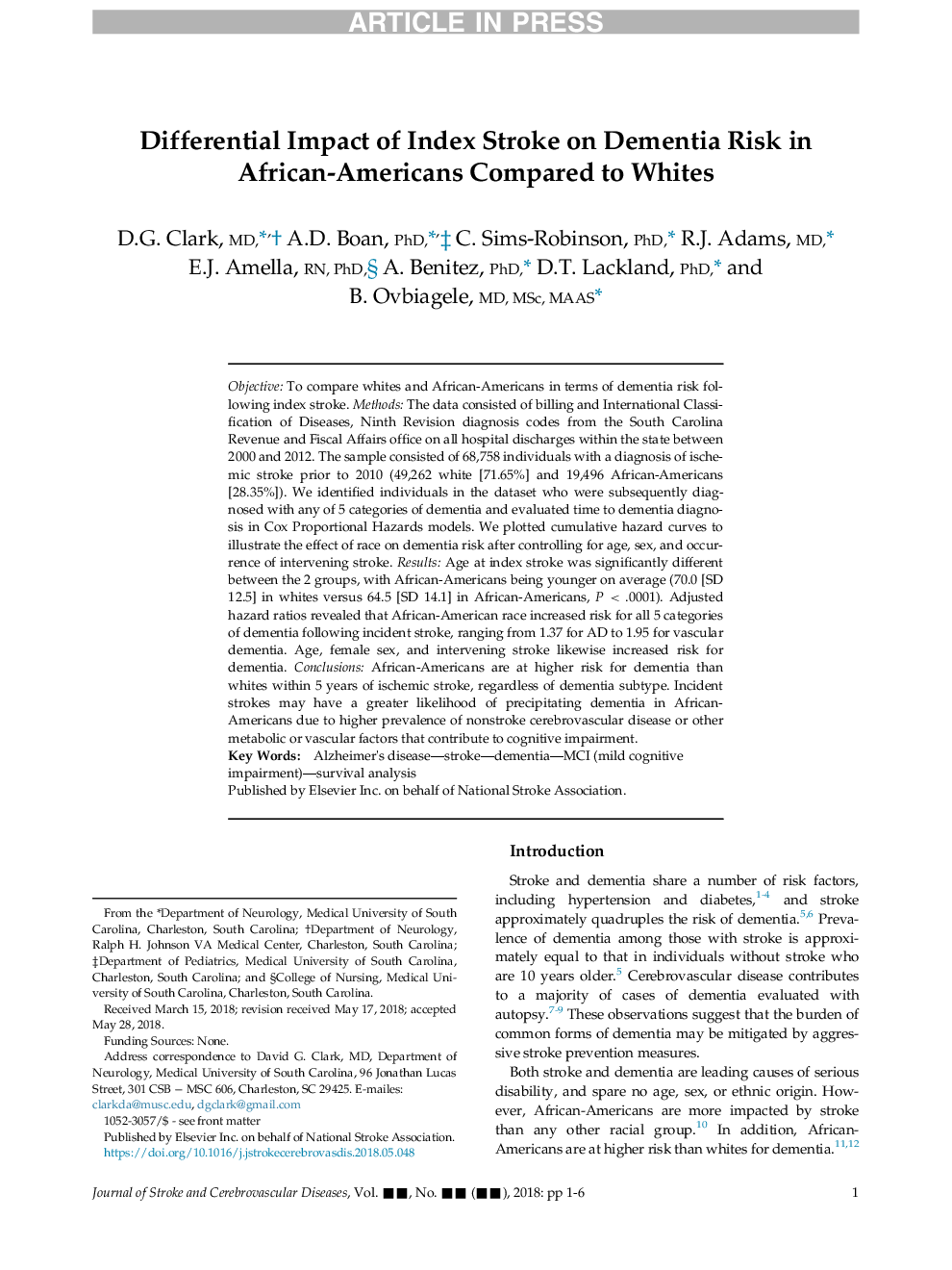 تاثیر دیفرانسیل شاخص سکته مغزی بر خطر دیابت در آمریکایی های آفریقایی-آمریکایی در مقایسه با سفید پوستان