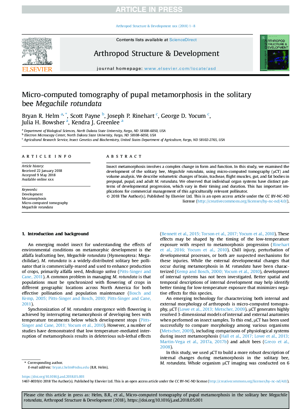 Micro-computed tomography of pupal metamorphosis in the solitary bee Megachile rotundata