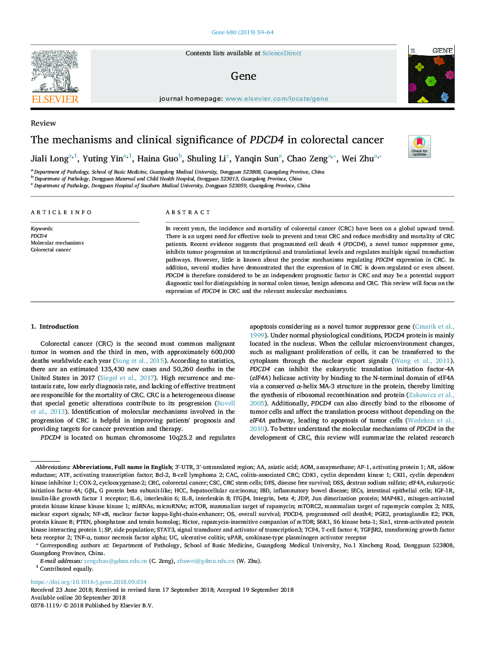 The mechanisms and clinical significance of PDCD4 in colorectal cancer