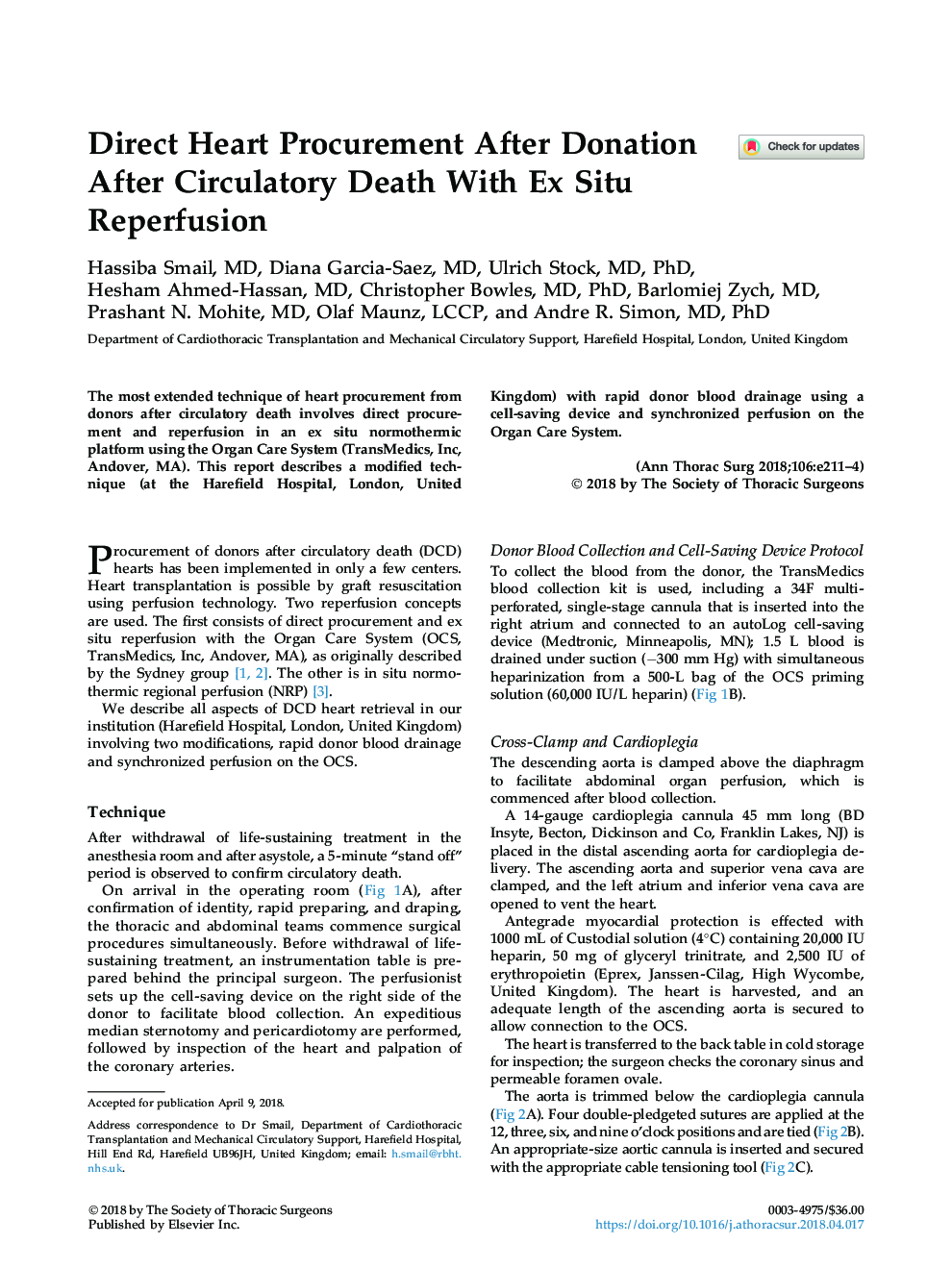 Direct Heart Procurement After Donation After Circulatory Death With Ex Situ Reperfusion