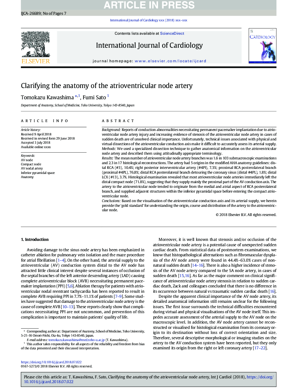 Clarifying the anatomy of the atrioventricular node artery