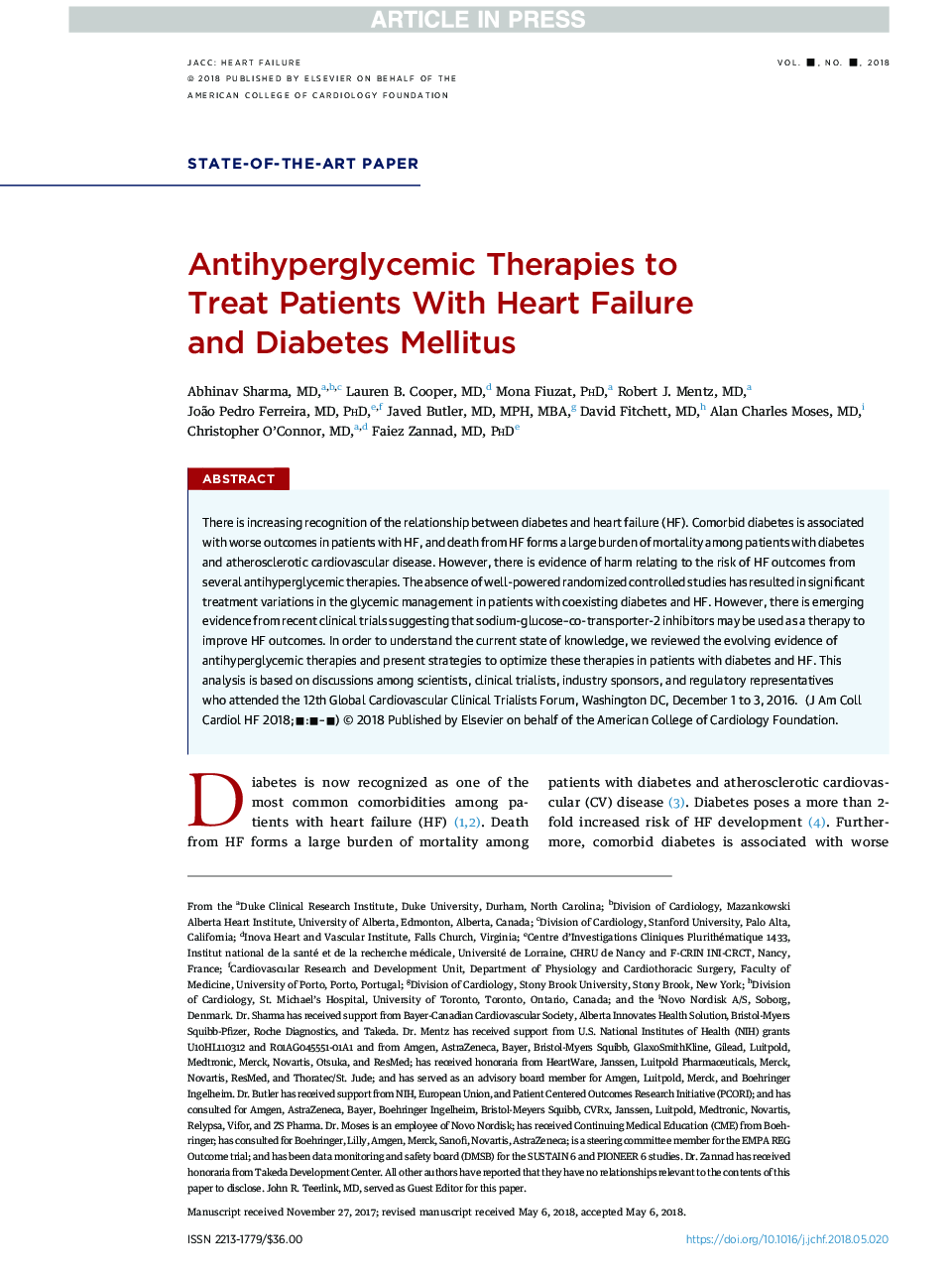 Antihyperglycemic Therapies to TreatÂ Patients With Heart Failure andÂ DiabetesÂ Mellitus