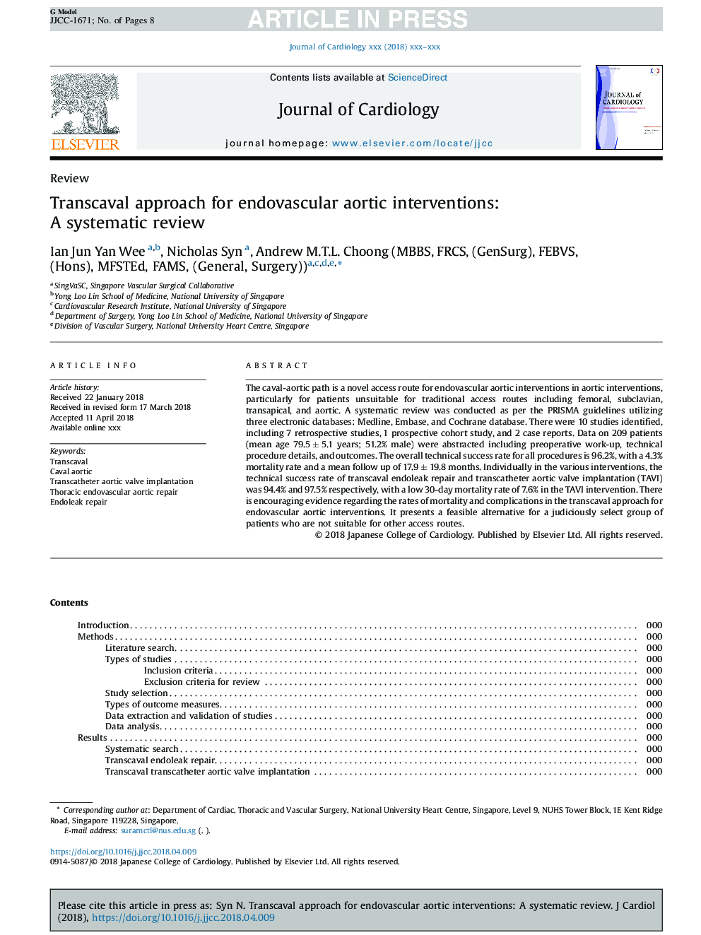 Transcaval approach for endovascular aortic interventions: A systematic review