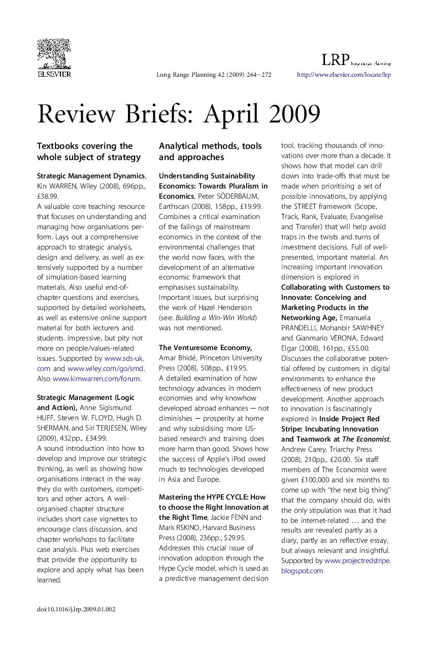 Review Briefs: April 2009