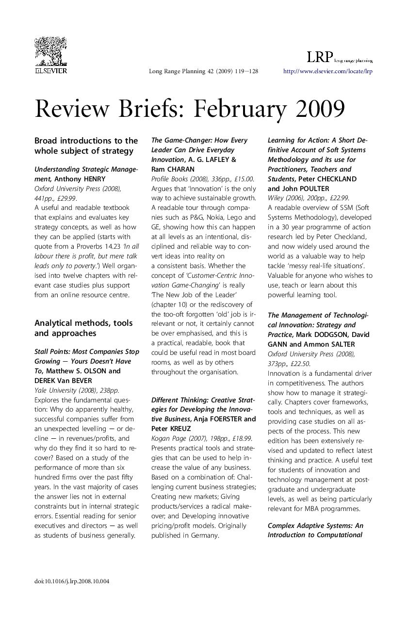 Review briefs: February 2009