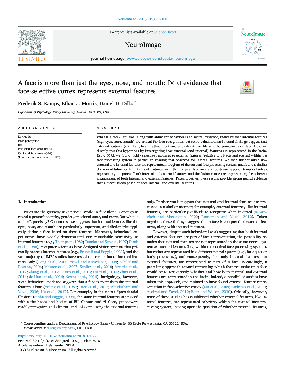 A face is more than just the eyes, nose, and mouth: fMRI evidence that face-selective cortex represents external features