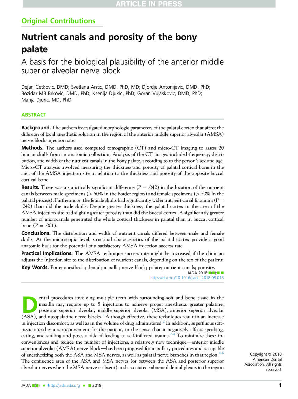 Nutrient canals and porosity of the bony palate