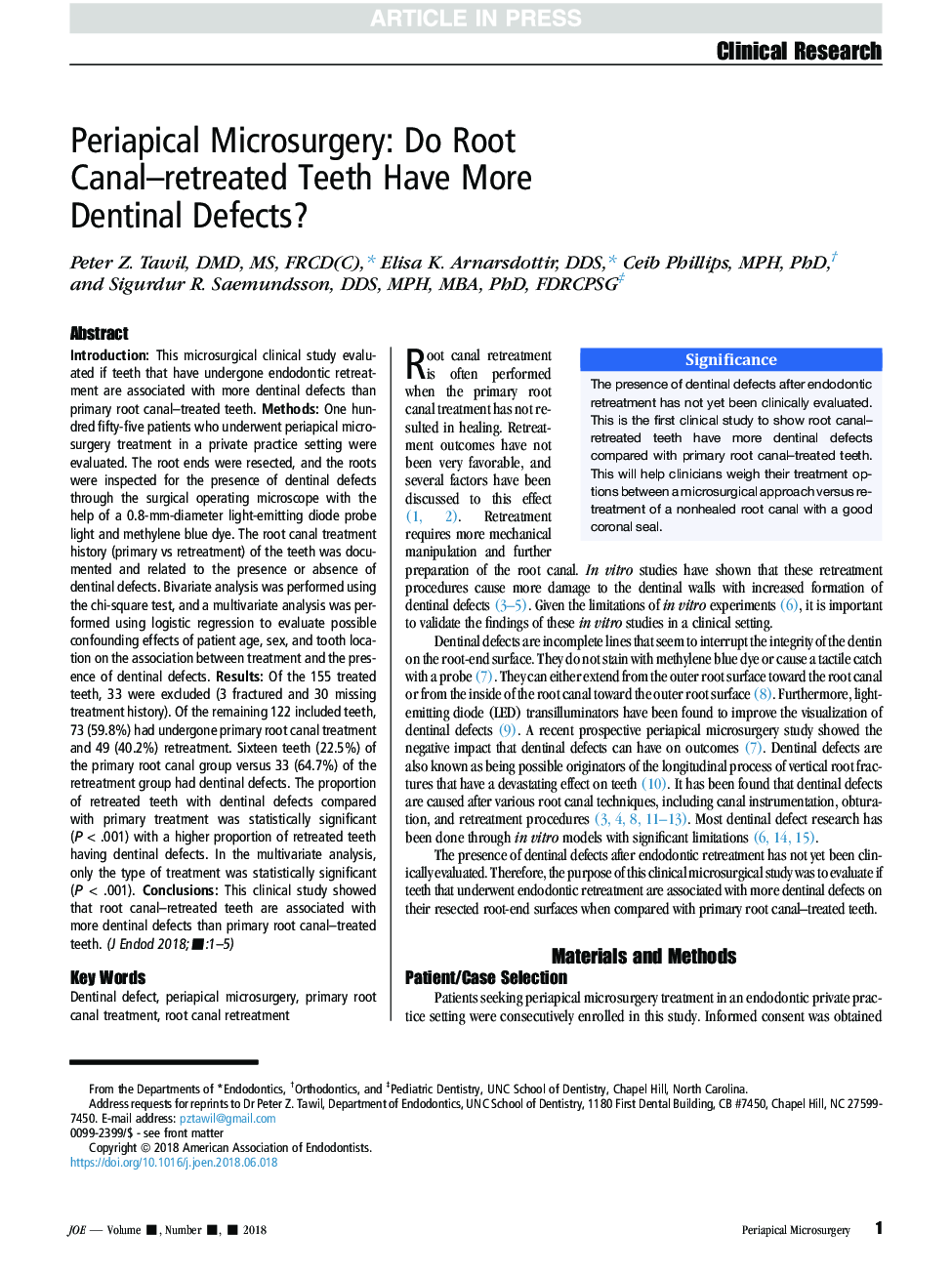 Periapical Microsurgery: Do Root Canal-retreated Teeth Have More Dentinal Defects?