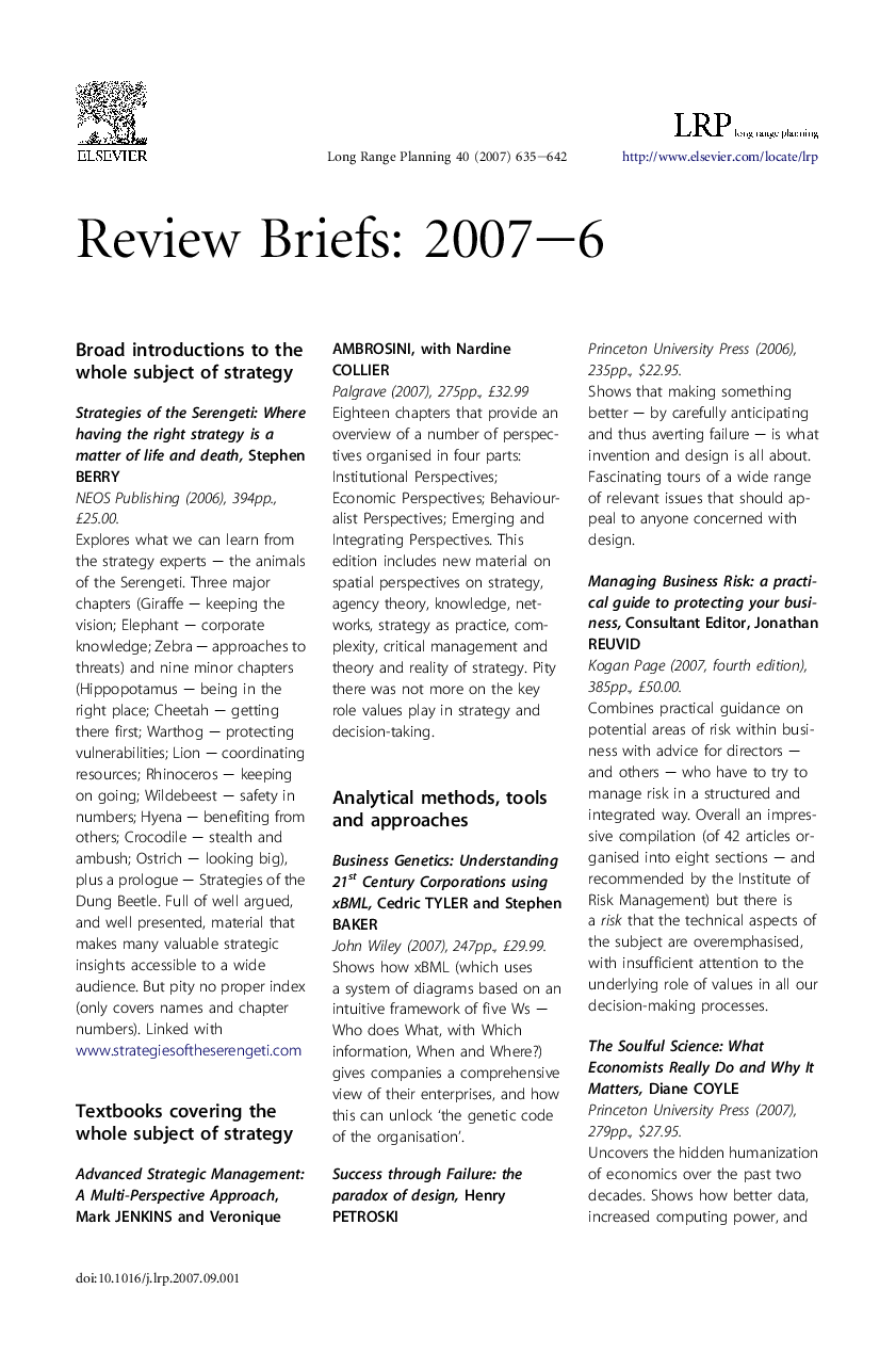 Review Briefs: 2007-6