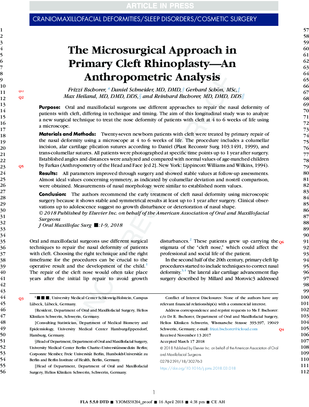 The Microsurgical Approach in Primary Cleft Rhinoplasty-An Anthropometric Analysis