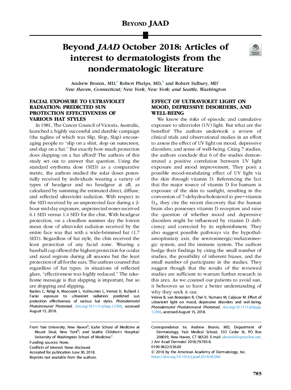 Beyond JAAD October 2018: Articles of interest to dermatologists from the nondermatologic literature