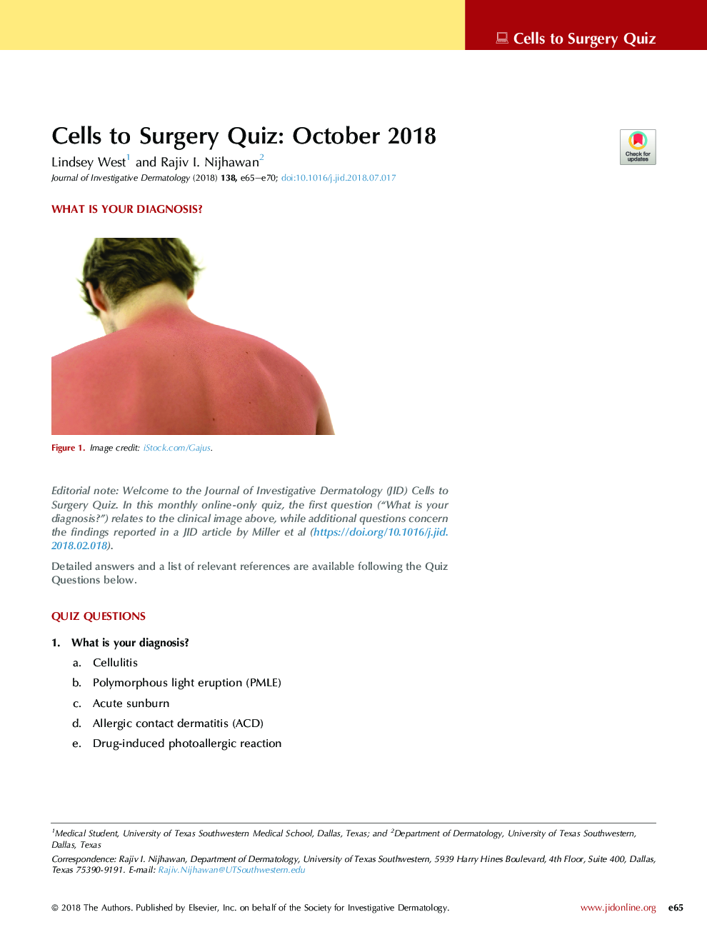 سلولهای جراحی امتحان: اکتبر 2018
