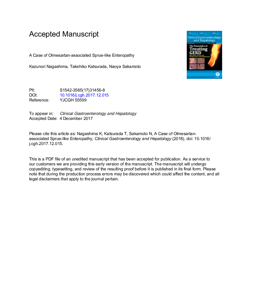 A Case of Olmesartan-associated Sprue-like Enteropathy