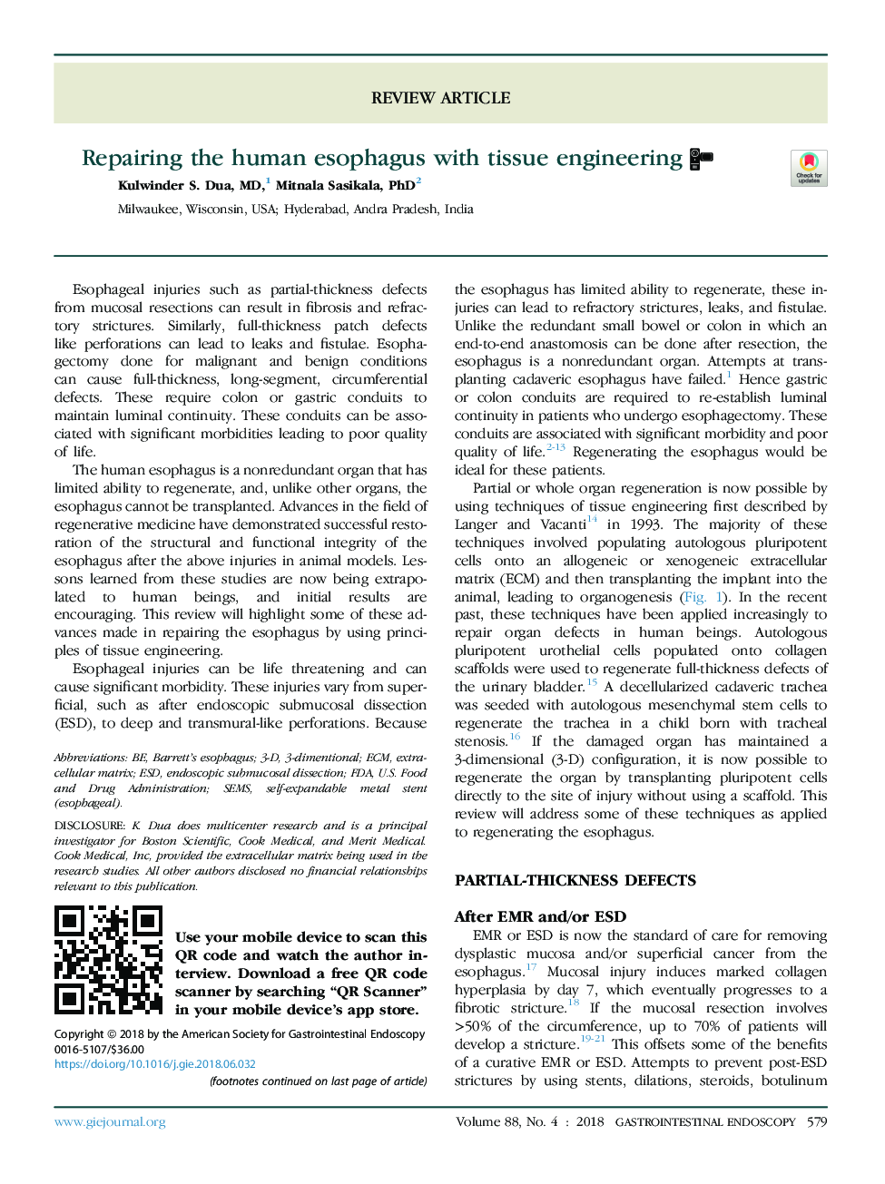 Repairing the human esophagus with tissue engineering