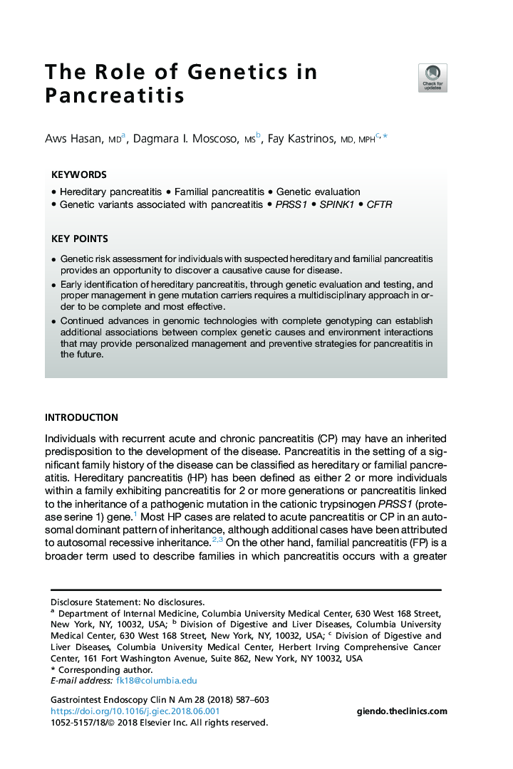 The Role of Genetics in Pancreatitis